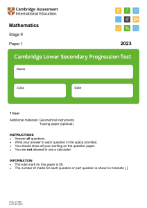 Stage 9 Mathematics Exam Paper 2023