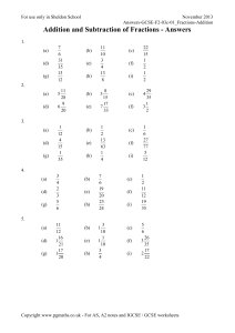 Fractions Addition & Subtraction Worksheet