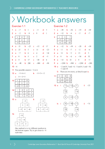 Math Workbook Answers: Integers, Factors, Roots