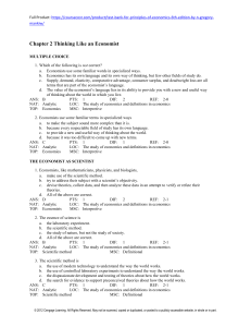 Economics Test Bank: Thinking Like an Economist