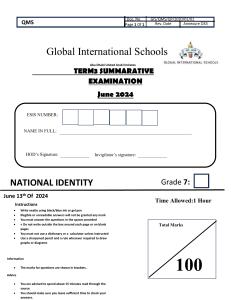 Grade 7 National Identity Exam - Global International Schools