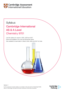 Cambridge AS & A Level Chemistry 9701 Syllabus