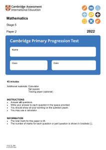 Stage 5 Mathematics Test Paper 2022