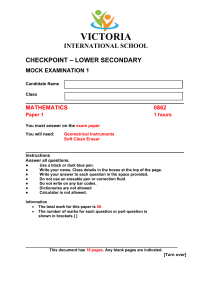 Lower Secondary Math Mock Exam Paper