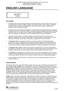 Cambridge English Language Examiner Report 2024