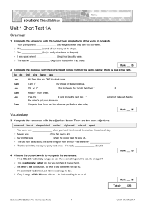 English Grammar & Vocab Test: Unit 1 Short Test 1A