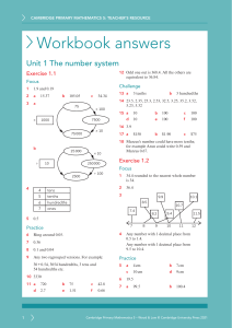 Cambridge Primary Math 5 Teacher's Resource: Workbook Answers