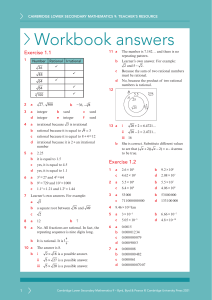 Cambridge Math 9 Teacher Resource: Workbook Answers