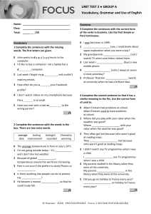 English Unit Test: Vocabulary, Grammar, Use of English